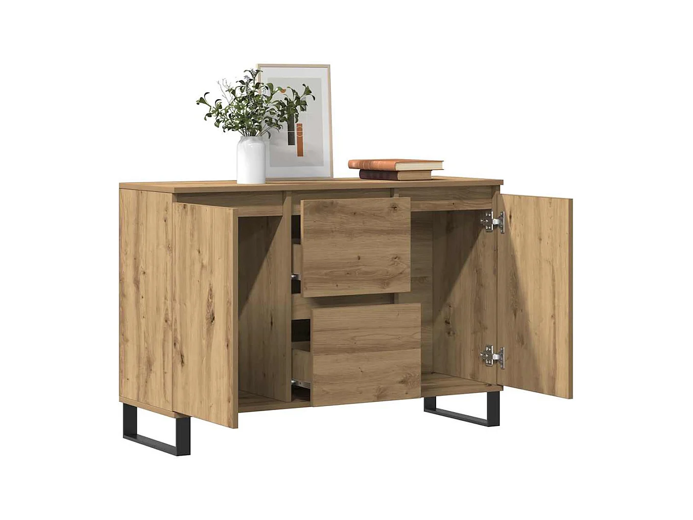 Buffet chêne artisanal 101,5x35x70 cm bois d'ingénierie