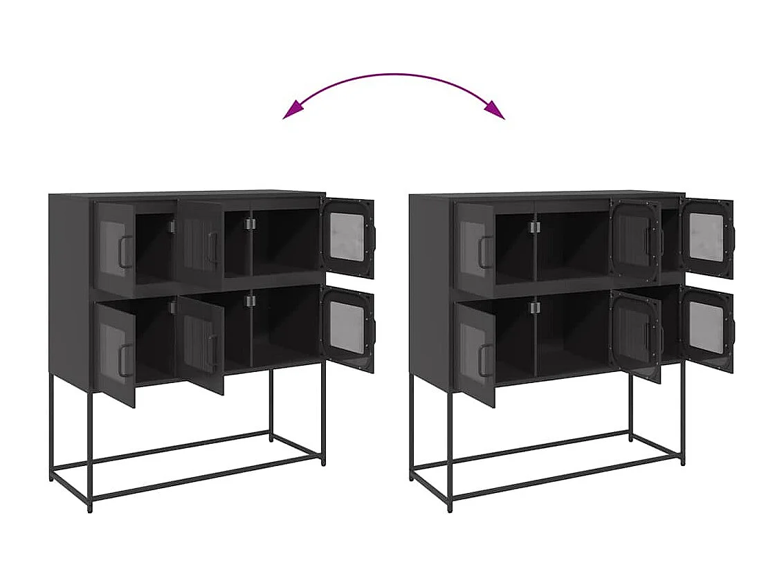 Buffet noir 100,5x39x107 cm acier laminé à froid