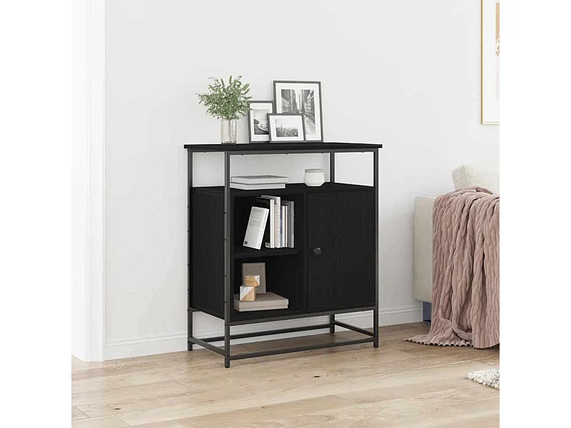 Dressoir Zwart eiken 69 x 35 x 80 cm Bewerkt hout