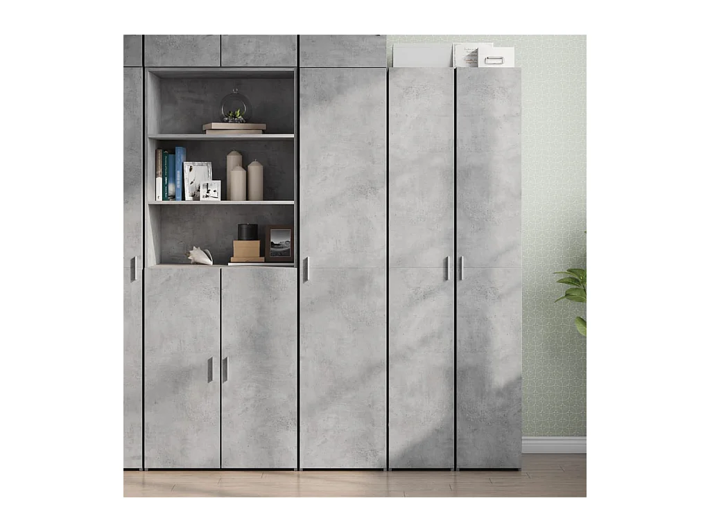 Buffet haut gris béton 40x42,5x185 cm bois d'ingénierie