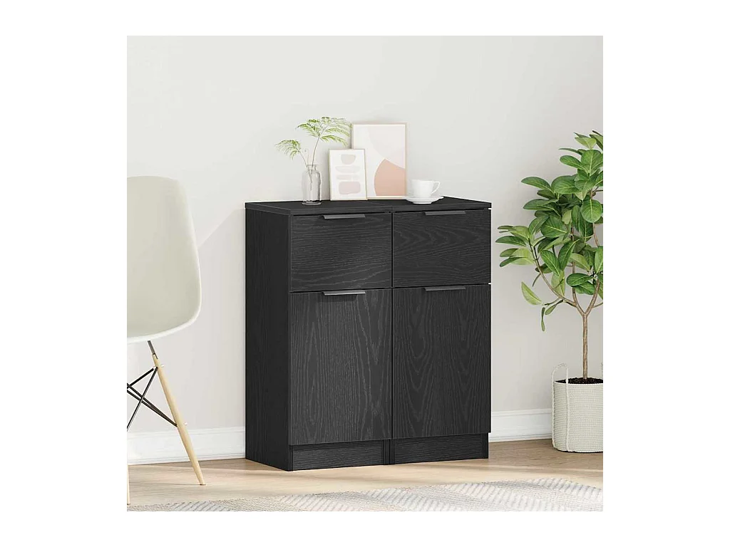 Buffets 2 pièces Chêne noir 30 x 30 x 70 cm Bois d'ingénierie