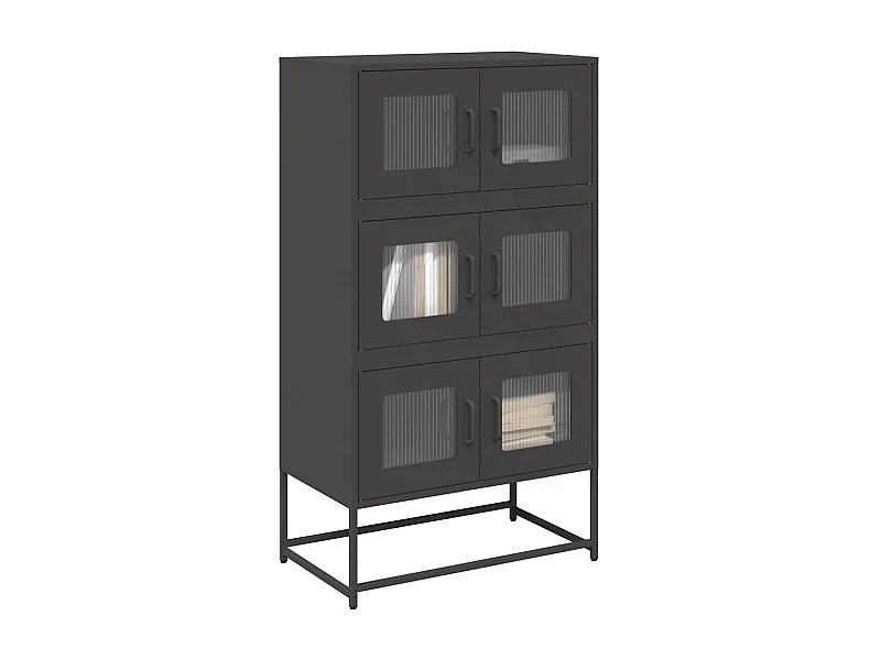 Buffet haut noir 68x39x123 cm acier