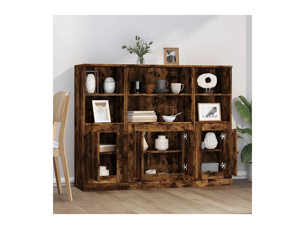 Buffets 3 pièces chêne fumé bois d'ingénierie