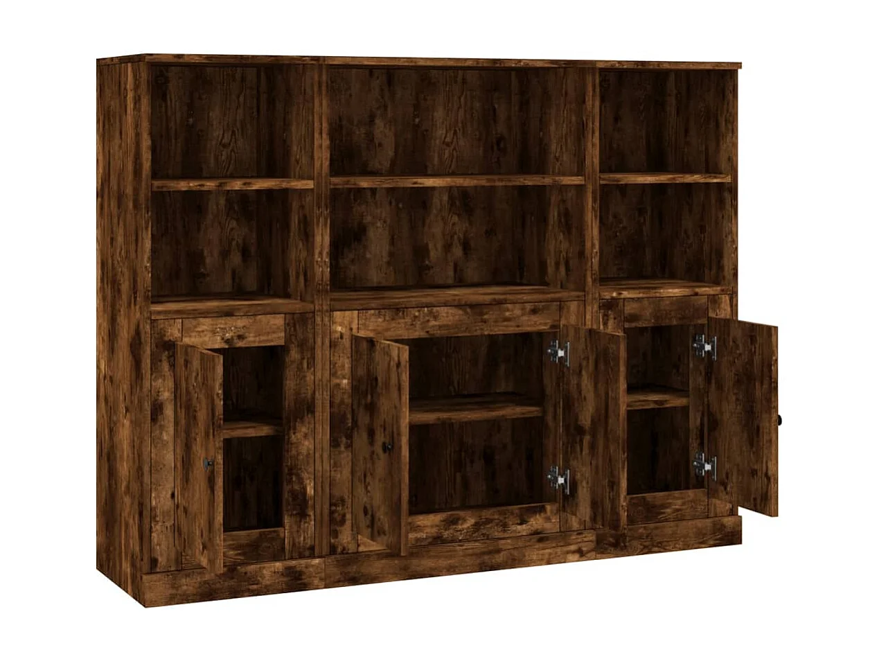 Buffets 3 pièces chêne fumé bois d'ingénierie