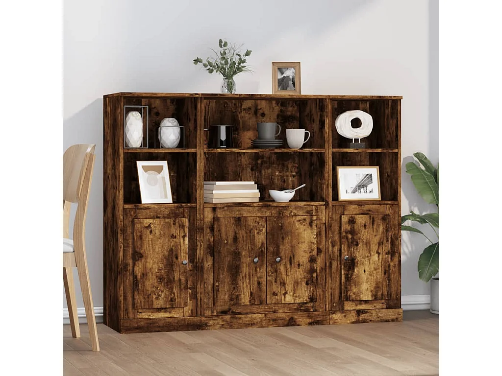 Buffets 3 pièces chêne fumé bois d'ingénierie