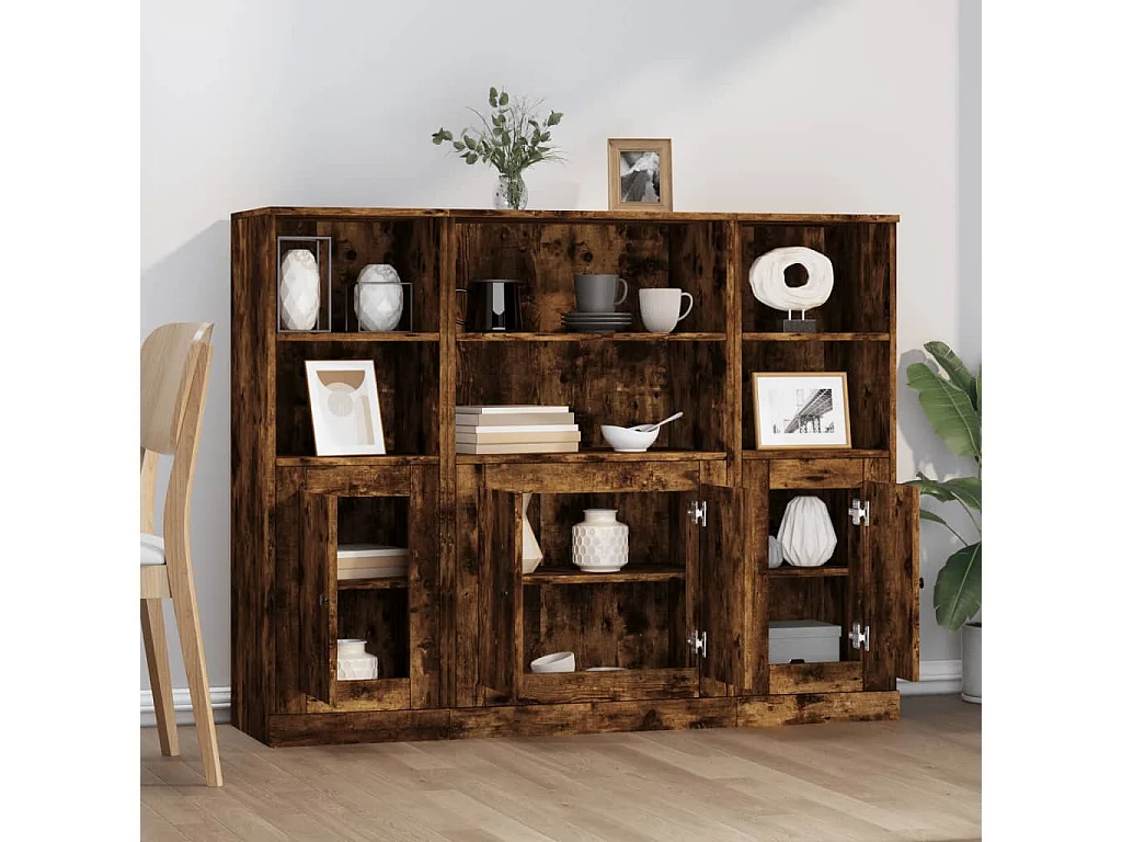 Buffets 3 pièces chêne fumé bois d'ingénierie