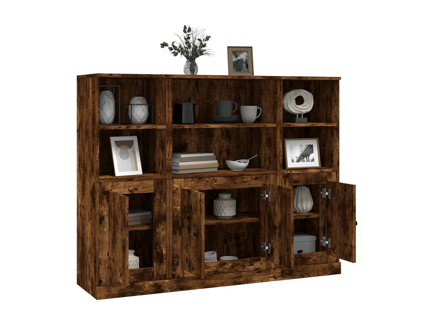 Buffets 3 pièces chêne fumé bois d'ingénierie