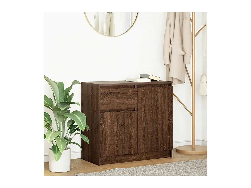Buffet avec tiroir chêne brun 71x35x65 cm bois d'ingénierie