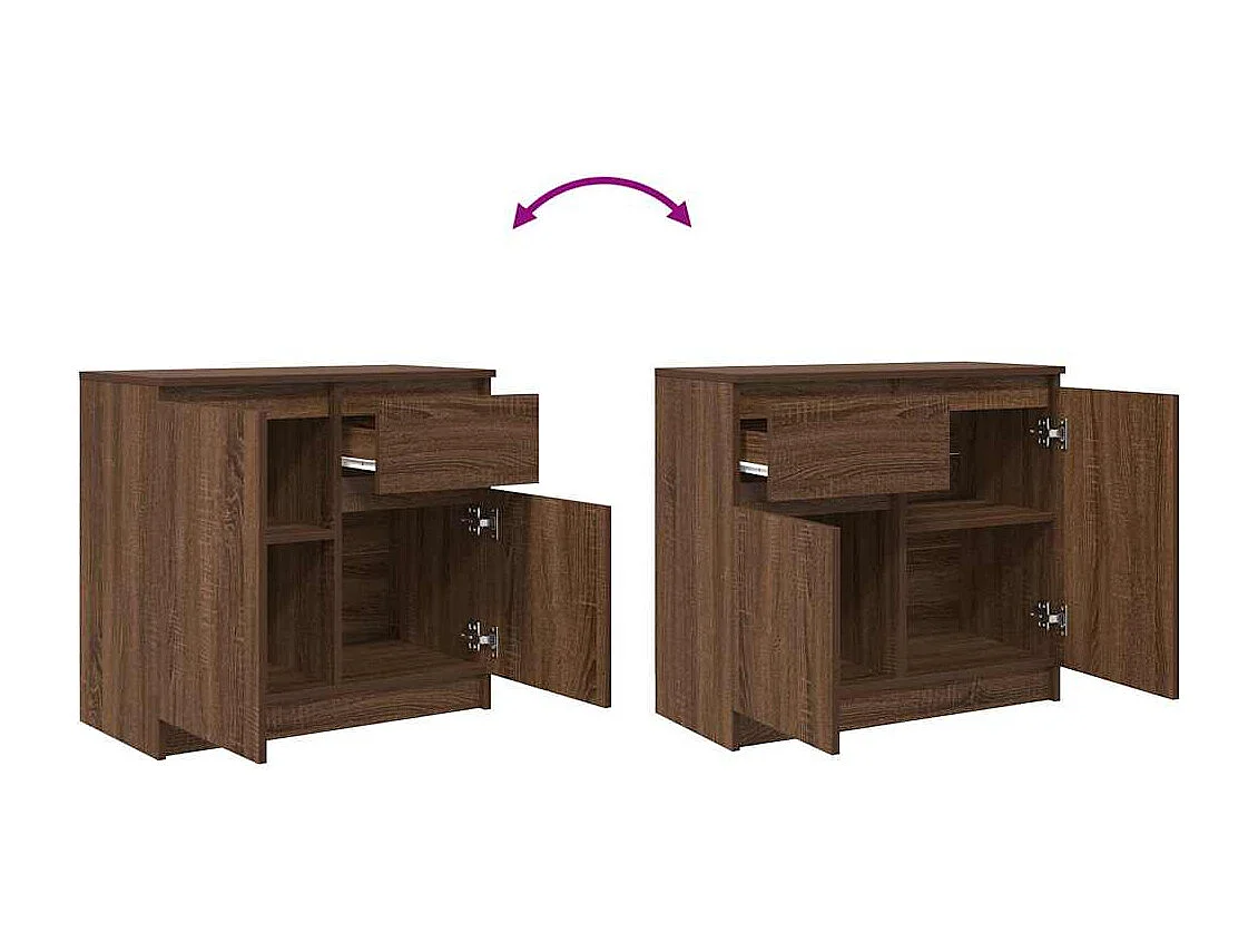 Buffet avec tiroir chêne brun 71x35x65 cm bois d'ingénierie