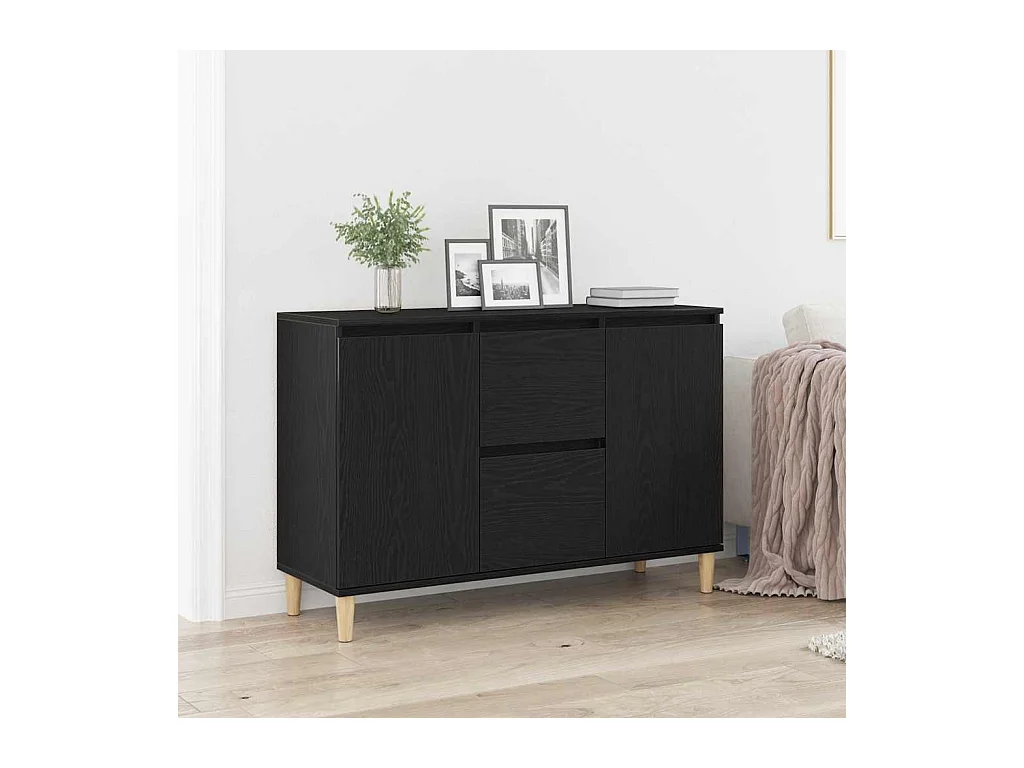 Buffet avec tiroir Noir 101 x 35 x 60 cm Bois d'ingénierie