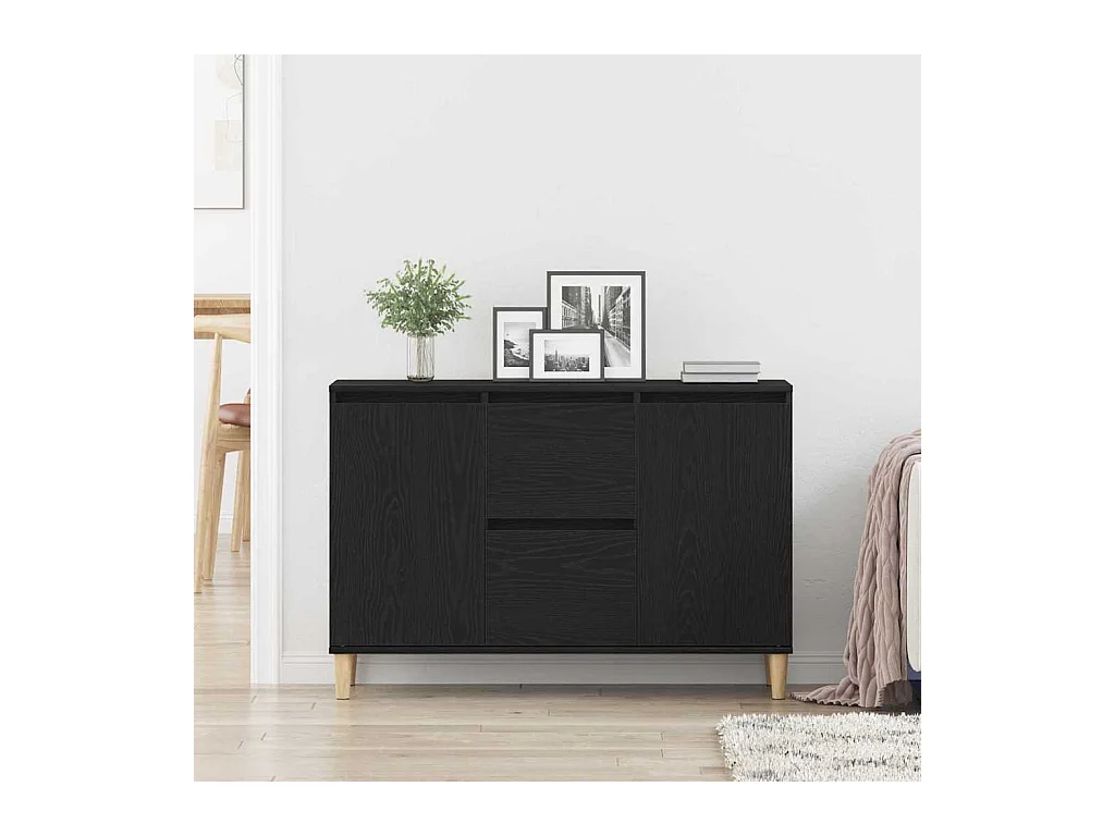 Buffet avec tiroir Noir 101 x 35 x 60 cm Bois d'ingénierie