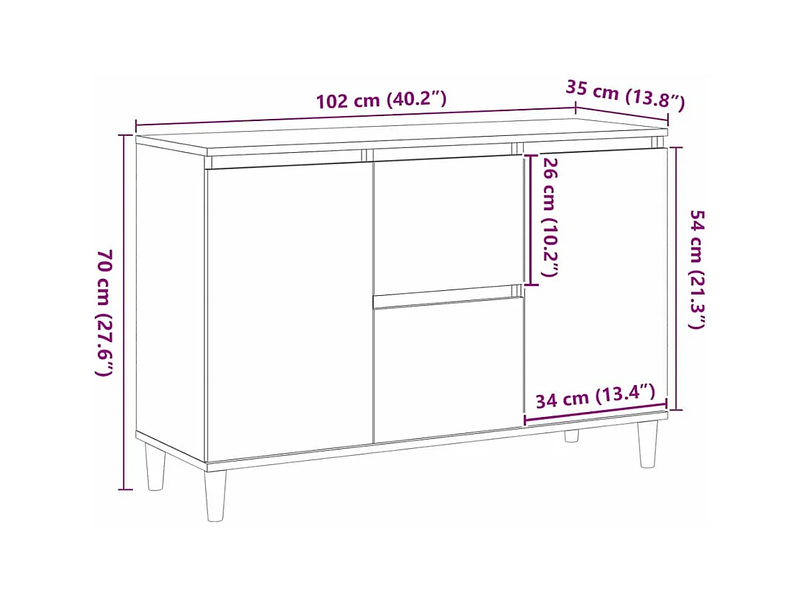 Buffet avec tiroir Noir 101 x 35 x 60 cm Bois d'ingénierie