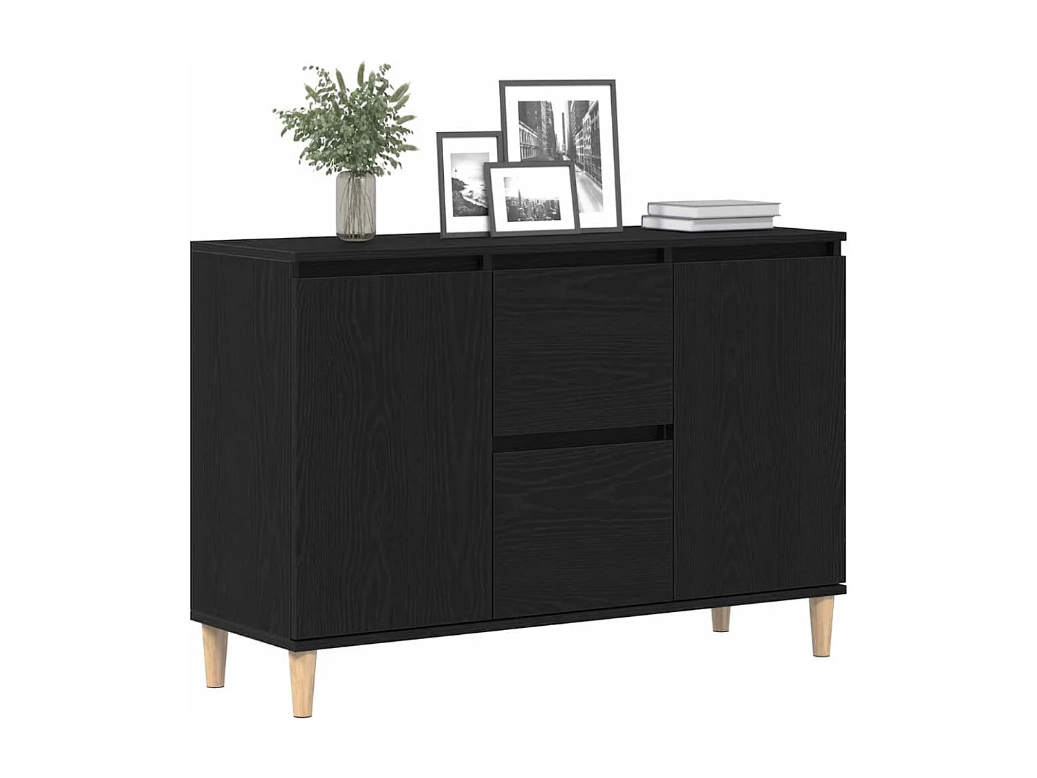 Buffet avec tiroir Noir 101 x 35 x 60 cm Bois d'ingénierie