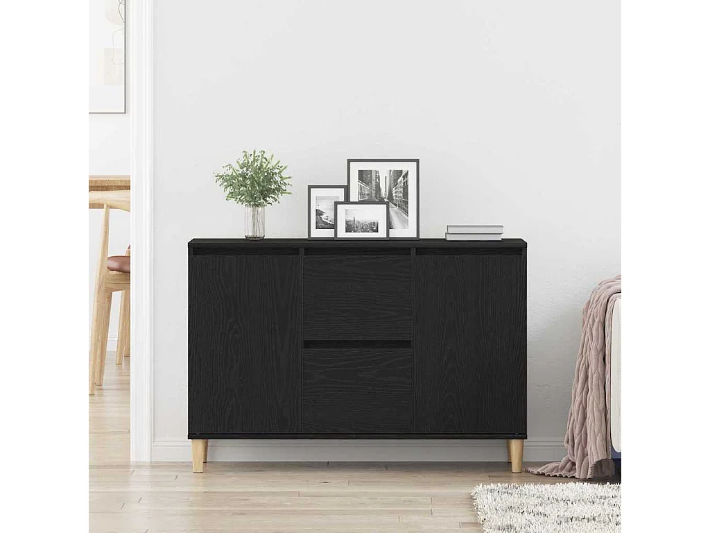 Buffet avec tiroir Noir 101 x 35 x 60 cm Bois d'ingénierie
