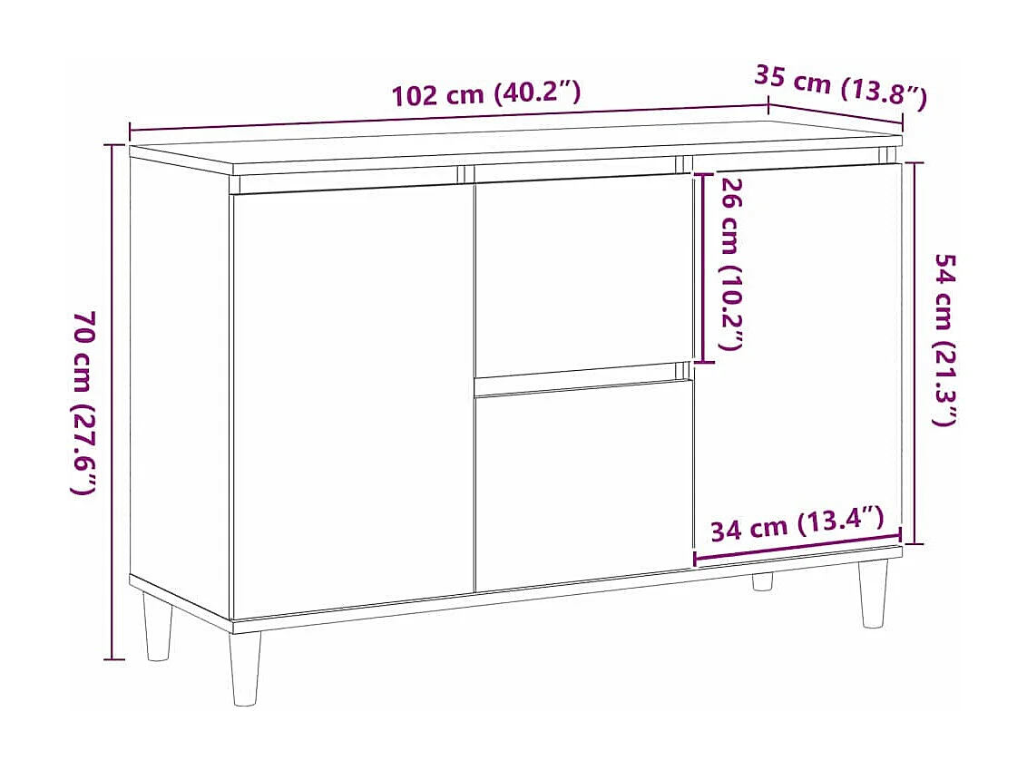 Buffet avec tiroir Noir 101 x 35 x 60 cm Bois d'ingénierie