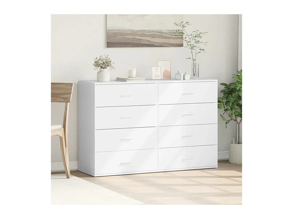 Buffets 2 pièces blanc 60x39x80 cm bois d’ingénierie