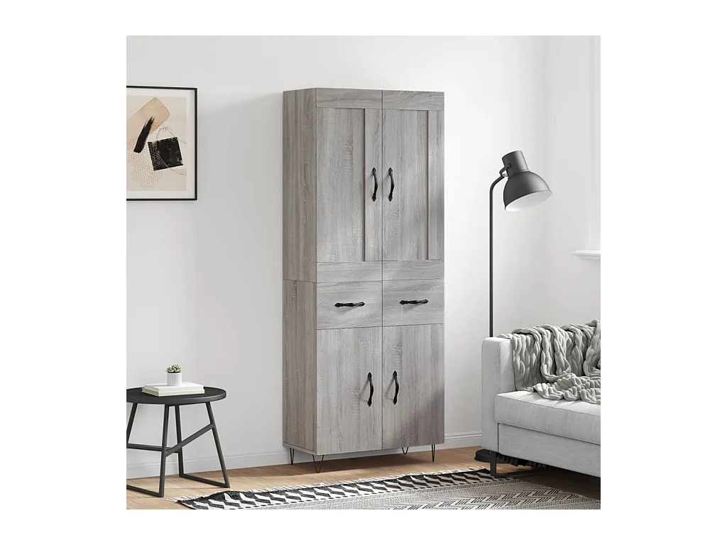 Buffet haut Sonoma gris 69,5x34x180 cm Bois d'ingénierie