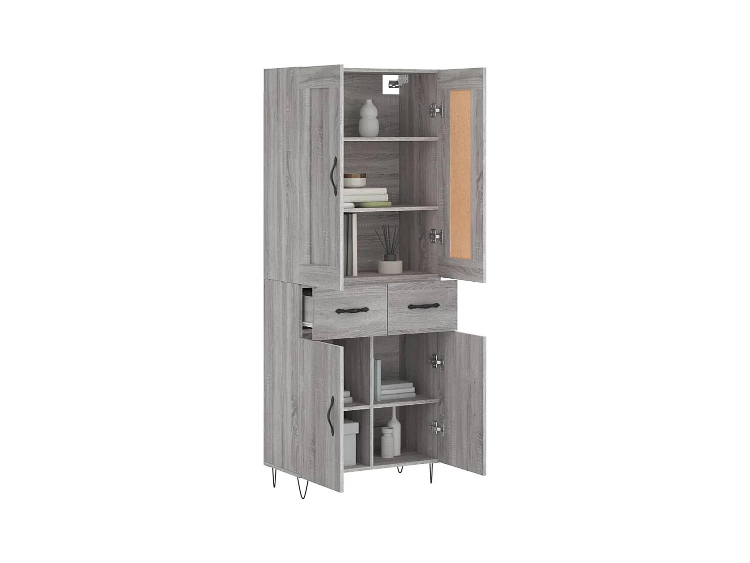Buffet haut Sonoma gris 69,5x34x180 cm Bois d'ingénierie