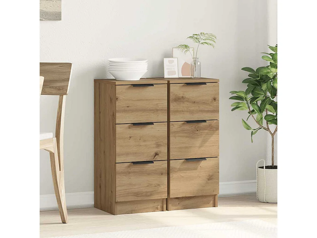 Aparadores 2peças 30x30x70cm derivados madeira carvalho artisiano