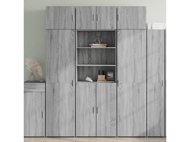 Aparador alto madera de ingeniería gris Sonoma 70x42,5x185 cm