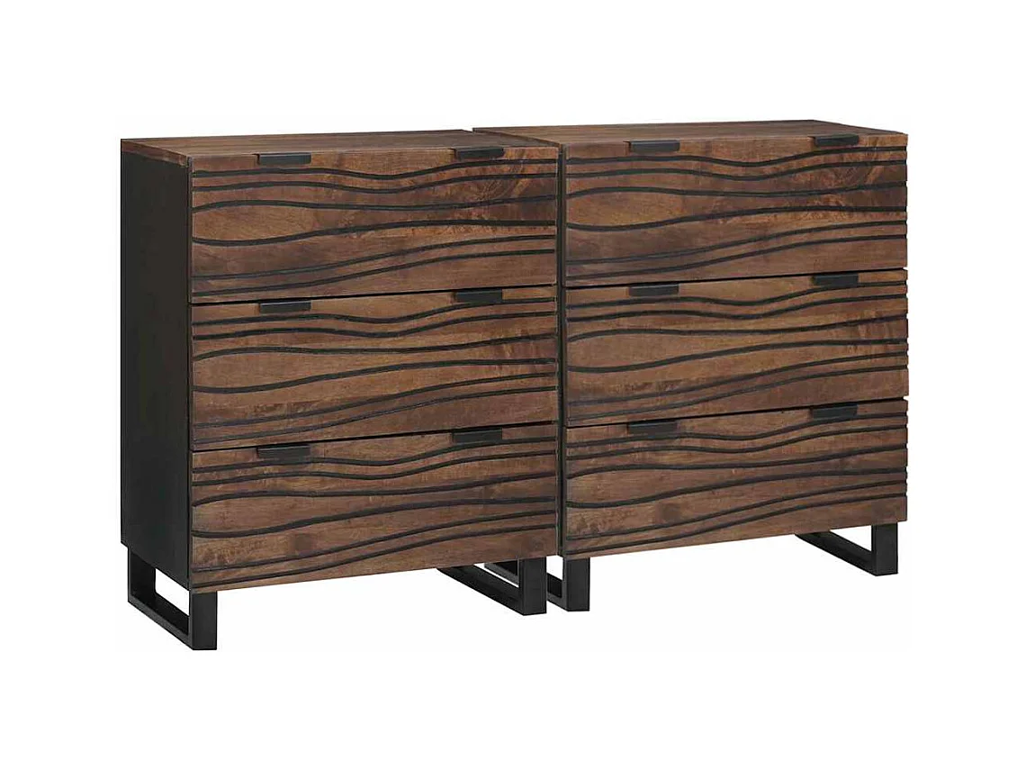 Aparadores com gaveta 2 peças Castanho 60 x 33.5 x 75 cm