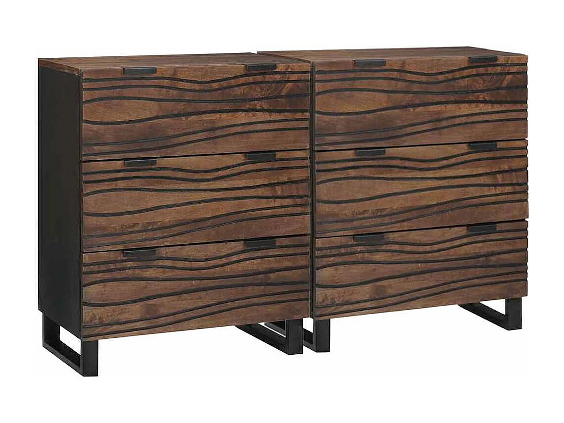 Tableros Lateral con cajón 2 piezas Marrón 60 x 33.5 x 75 cm