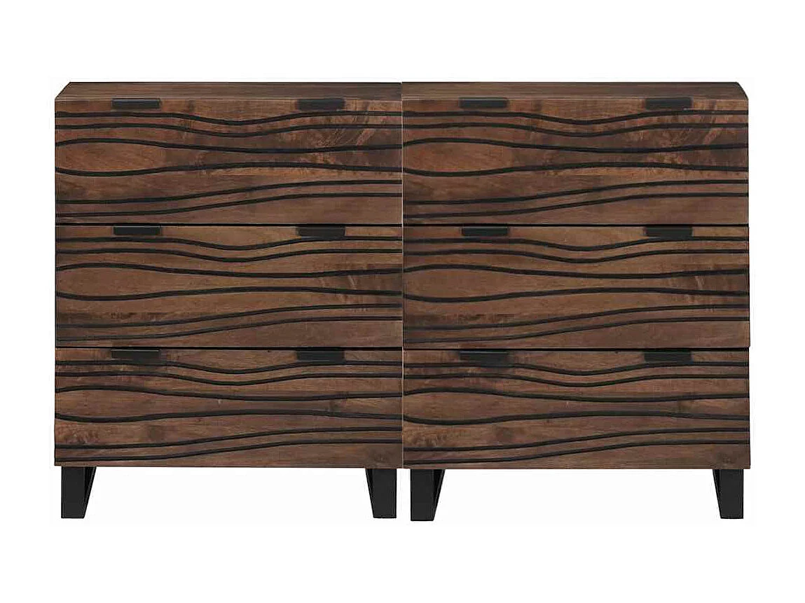 Tableros Lateral con cajón 2 piezas Marrón 60 x 33.5 x 75 cm