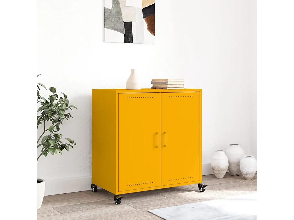 Buffet jaune moutarde 68x39x72 cm acier