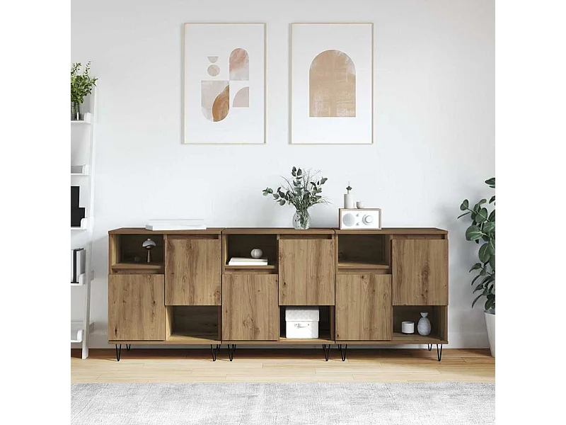 Buffets 3 pièces chêne artisanal 180 x 35 x 70 cm