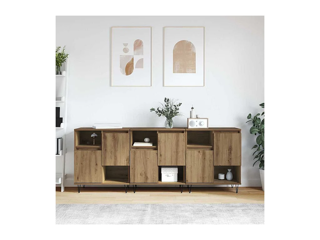 Buffets 3 pièces chêne artisanal 180 x 35 x 70 cm