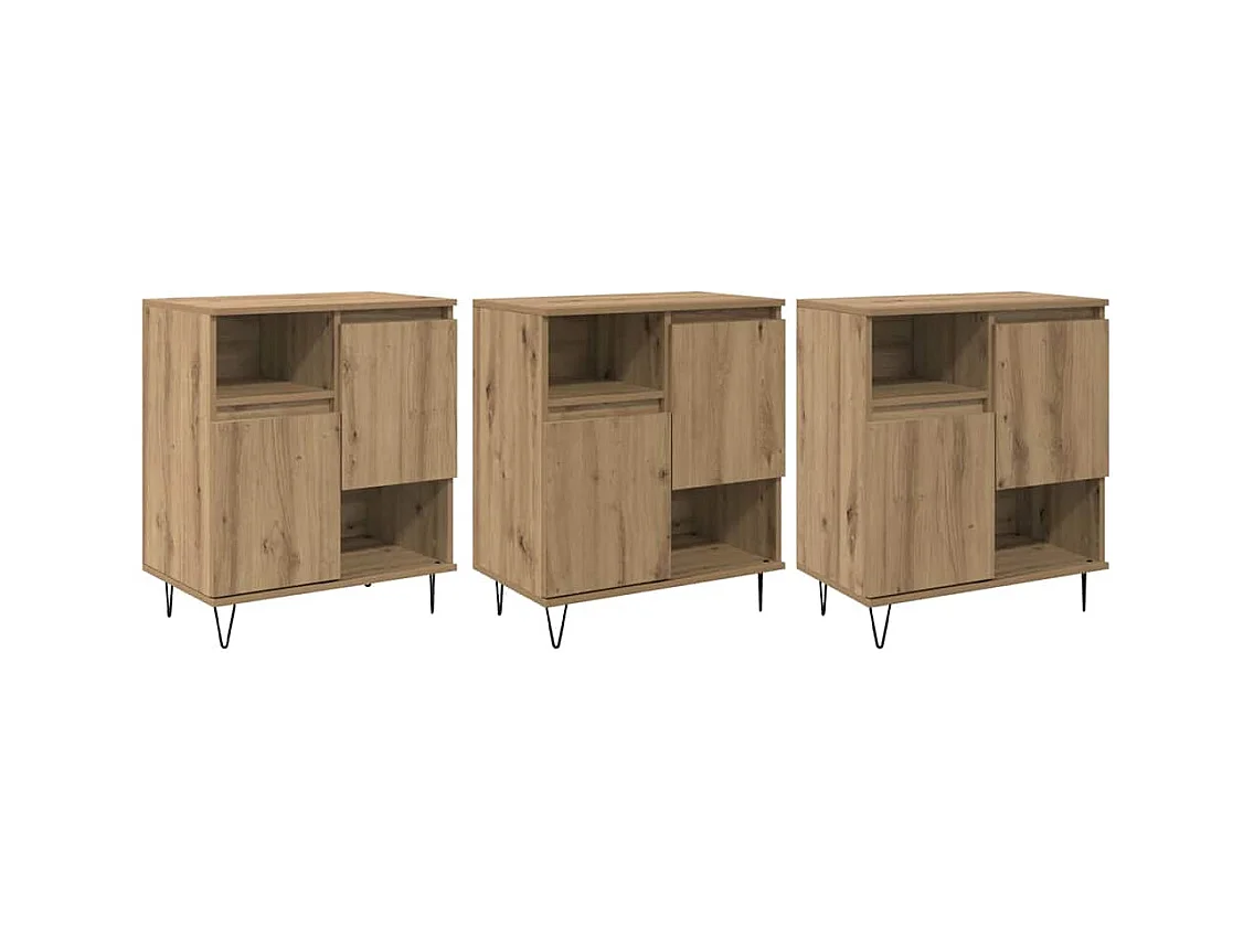 Buffets 3 pièces chêne artisanal 180 x 35 x 70 cm