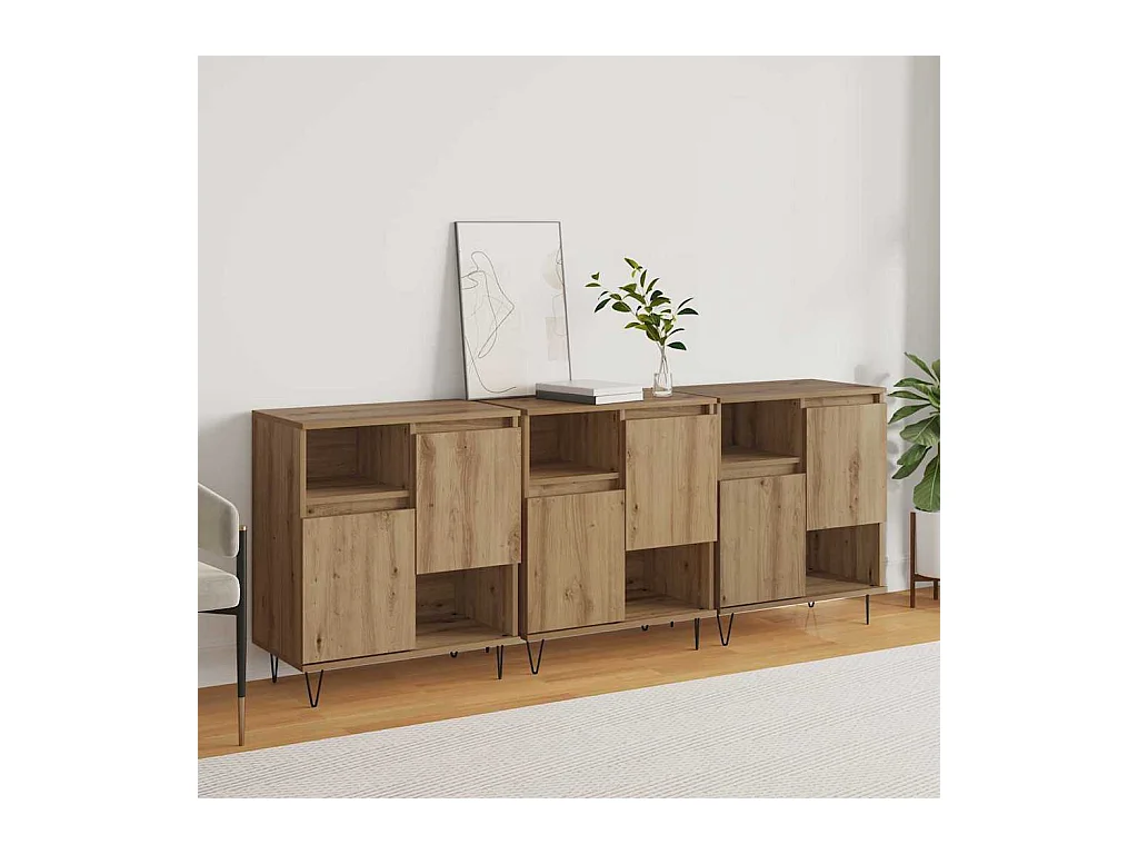 Buffets 3 pièces chêne artisanal 180 x 35 x 70 cm