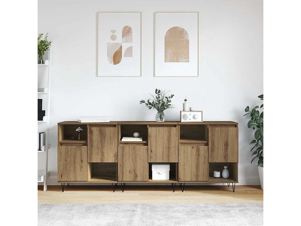 Buffets 3 pièces chêne artisanal 180 x 35 x 70 cm