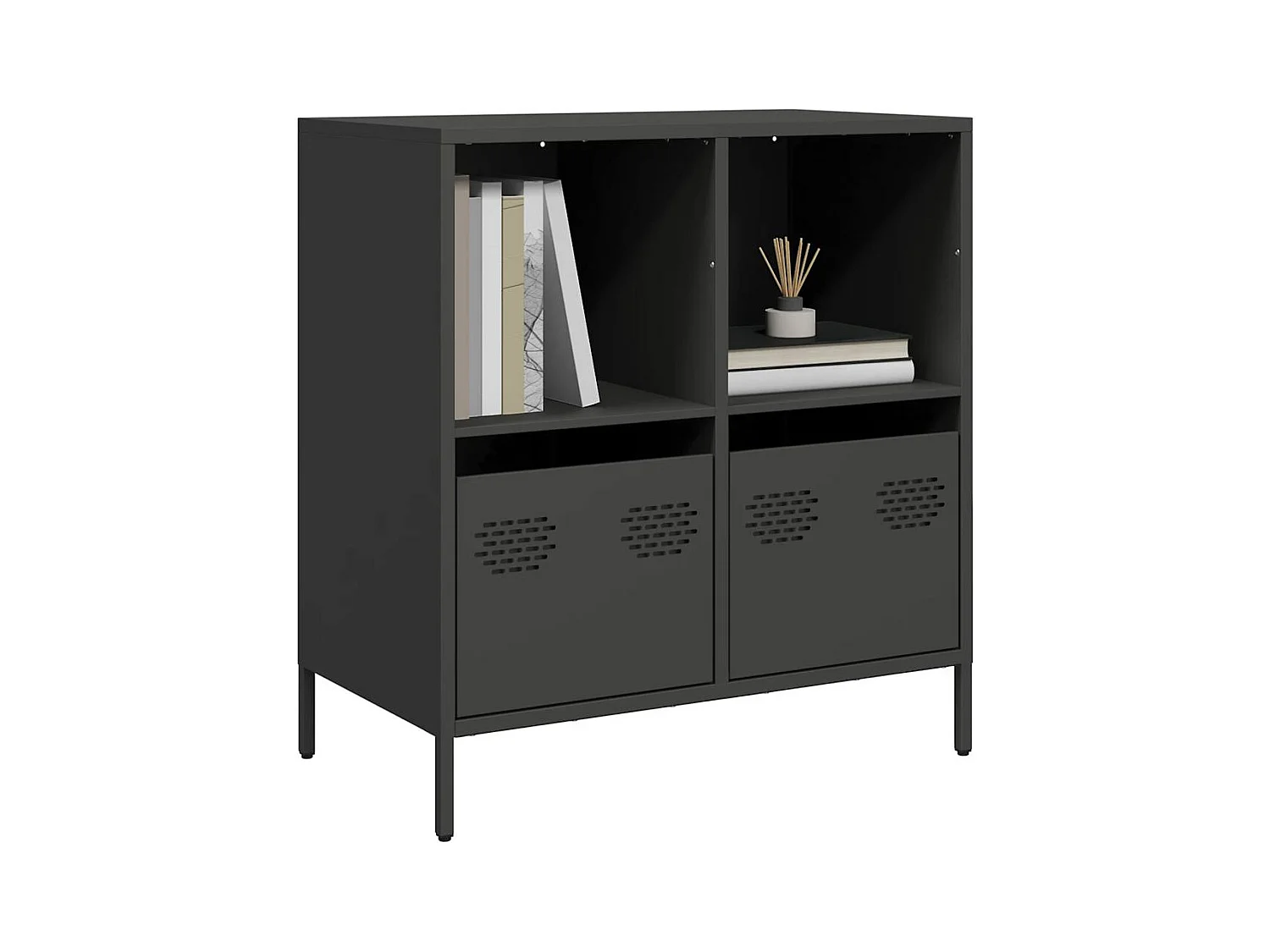 Buffet noir 68x39x73,5 cm acier laminé à froid