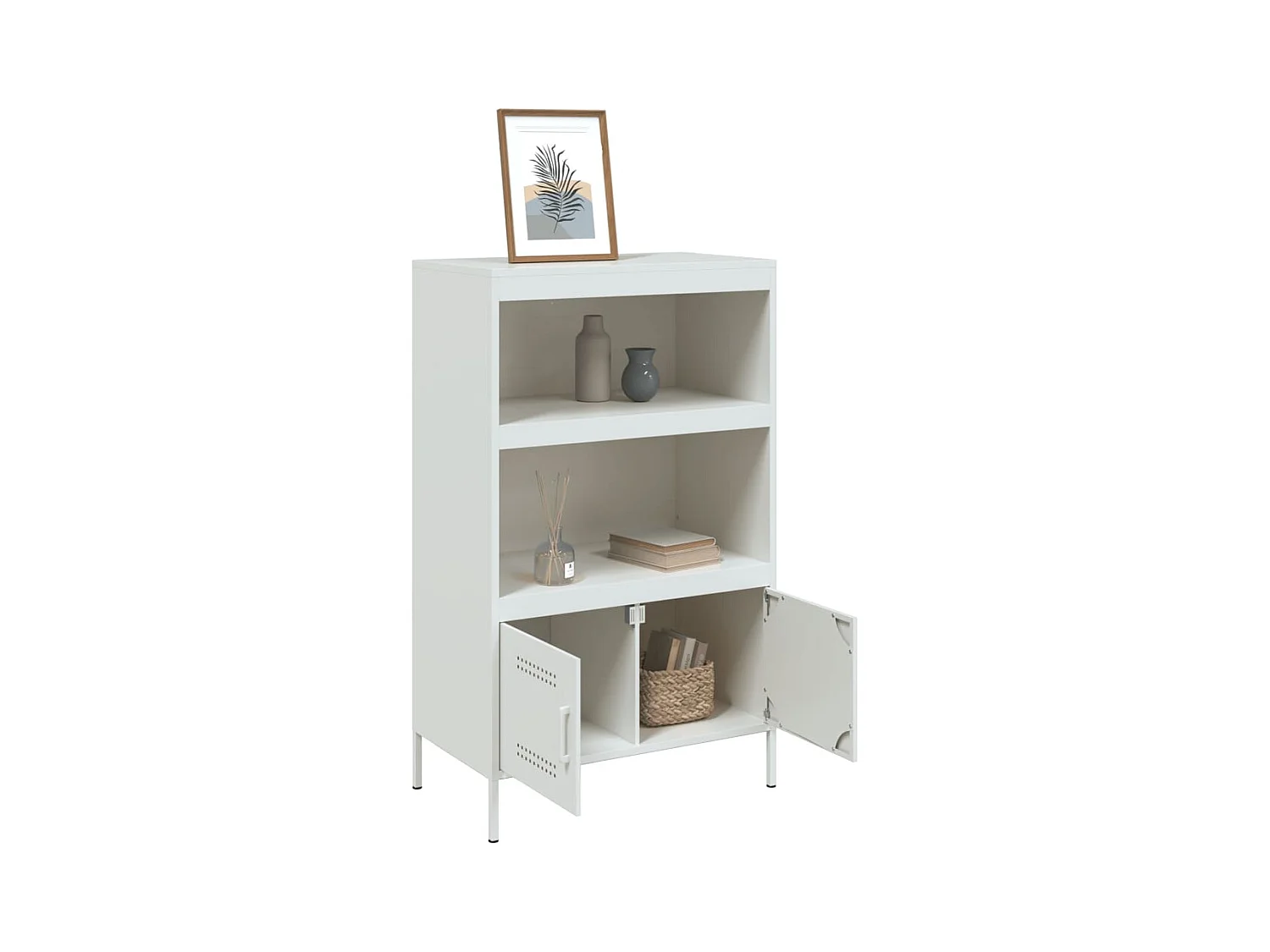 Buffet haut blanc 68x39x113 cm acier