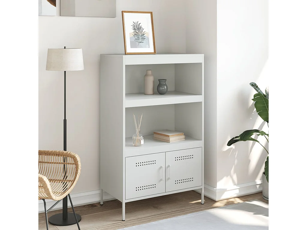 Buffet haut blanc 68x39x113 cm acier