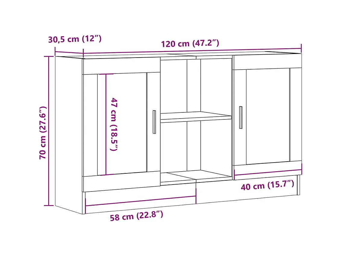 Buffet vieux bois 120x30,5x70 cm bois d'ingénierie