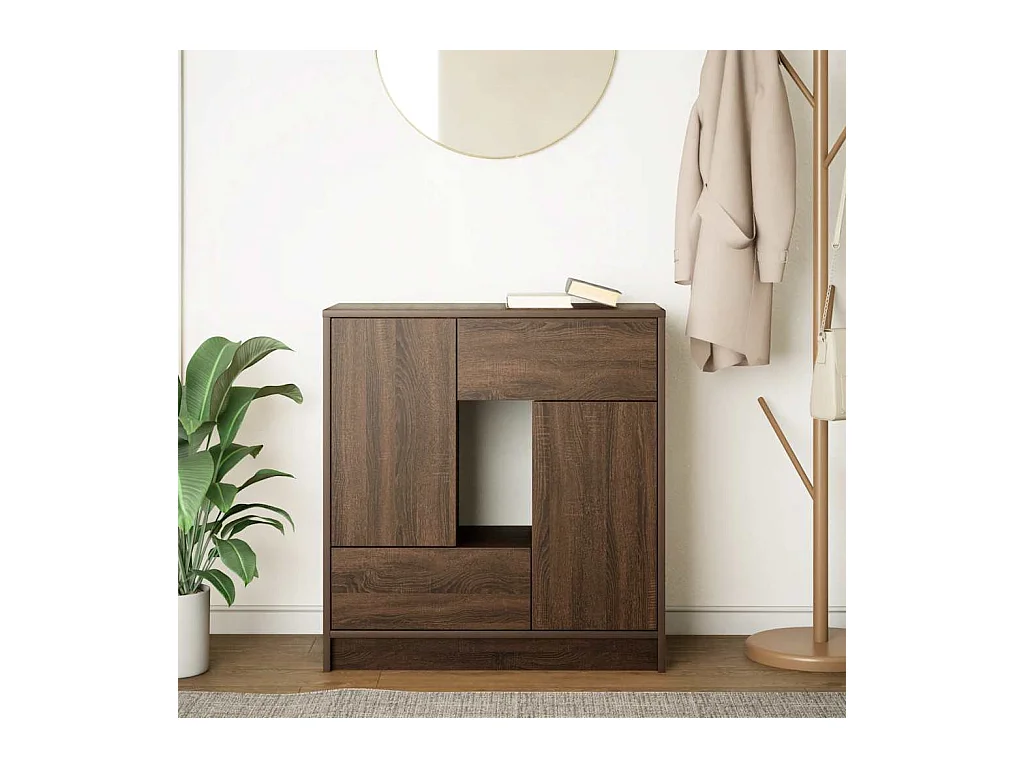 Buffet avec tiroirs et portes chêne marron 70,5x34x74,5 cm