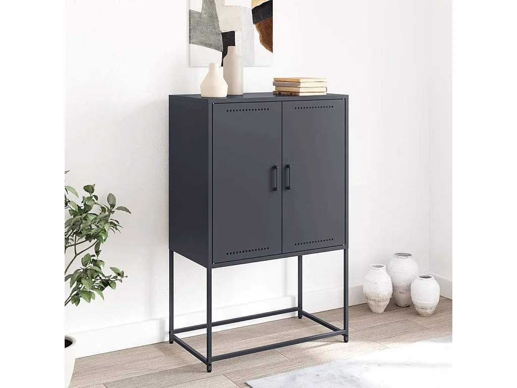 Buffet haut anthracite 68,5x38,5x107 cm acier