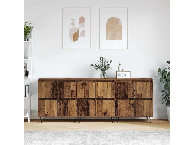 Dressoirs 3 pcs Oud hout 180 x 35 x 70 cm Bewerkt hout