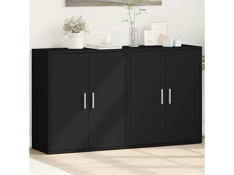 Dressoirs 2 st 60x31x70 cm bewerkt hout zwart