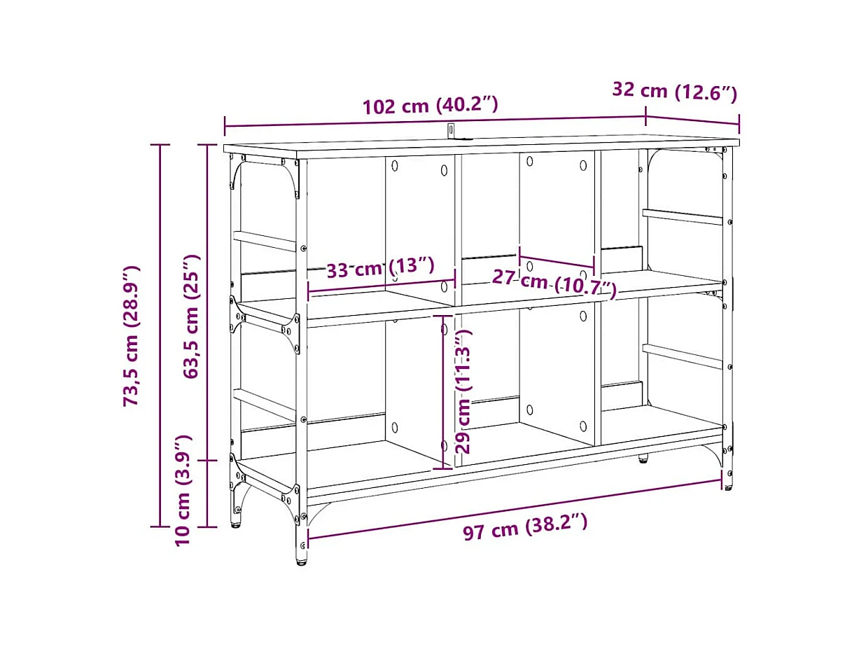Buffet Marron 102 x 32 x 73.5 cm Bois d'ingénierie