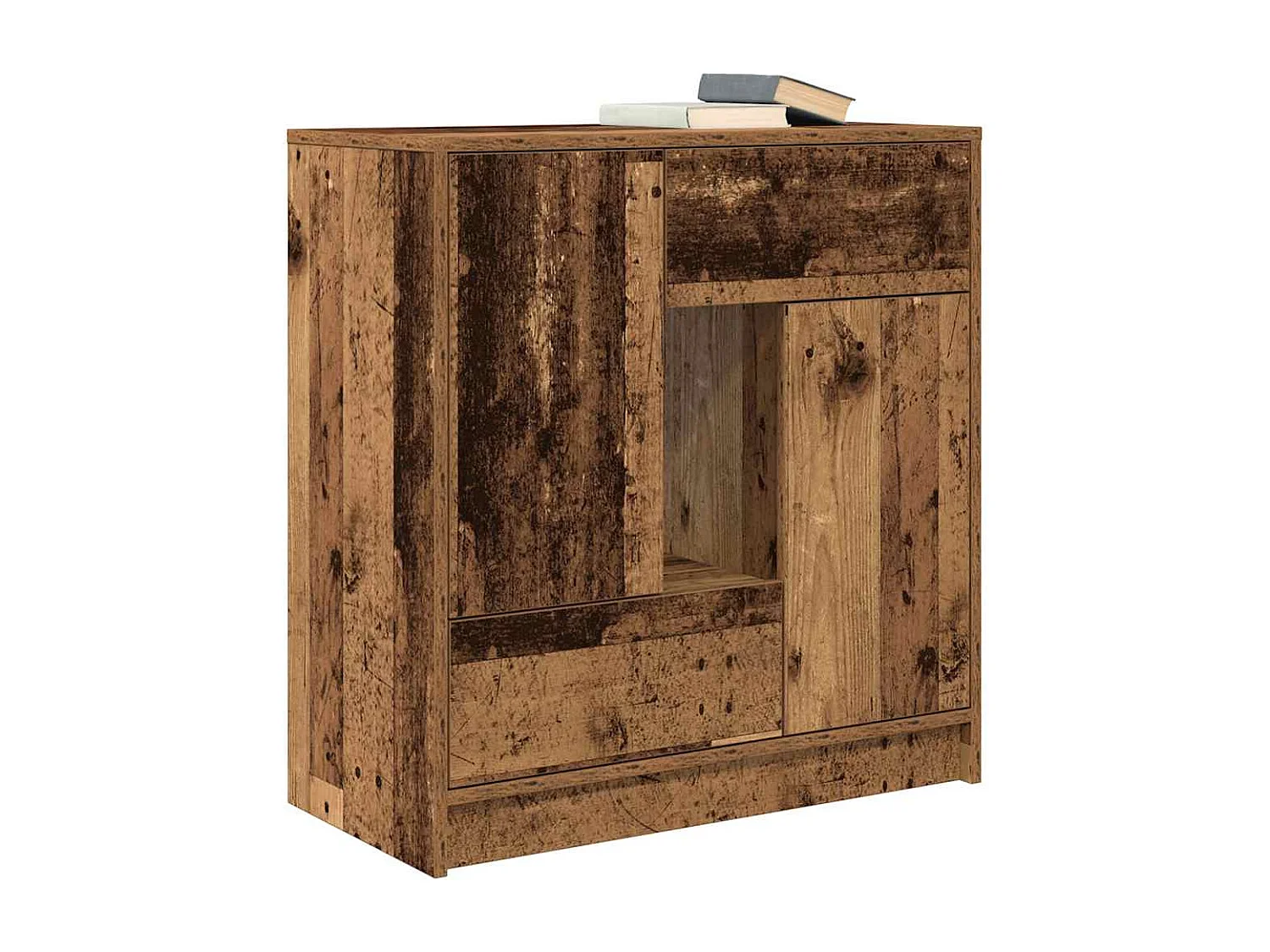 Buffet avec tiroirs et portes vieux bois 70,5x34x74,5 cm