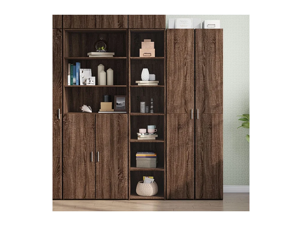 Buffet haut chêne marron 40x41x185 cm bois d'ingénierie