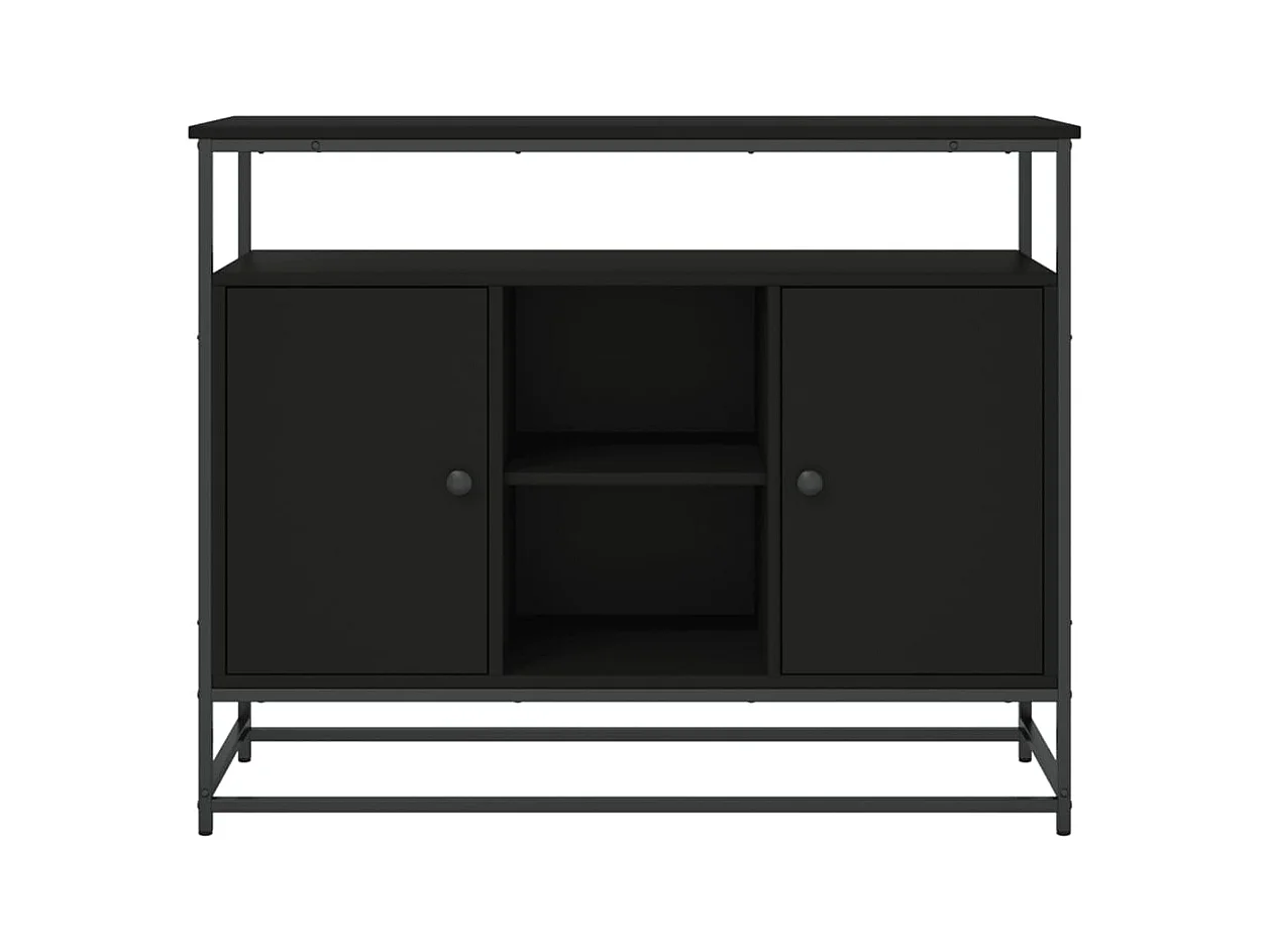 Buffet noir 100x35x80 cm bois d'ingénierie