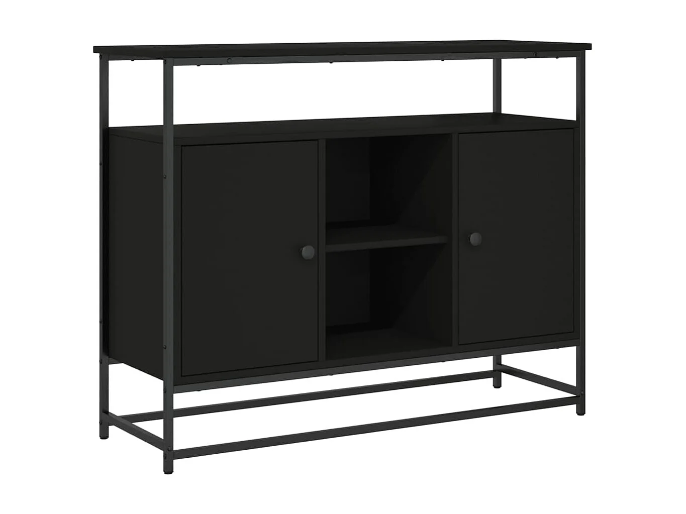 Buffet noir 100x35x80 cm bois d'ingénierie