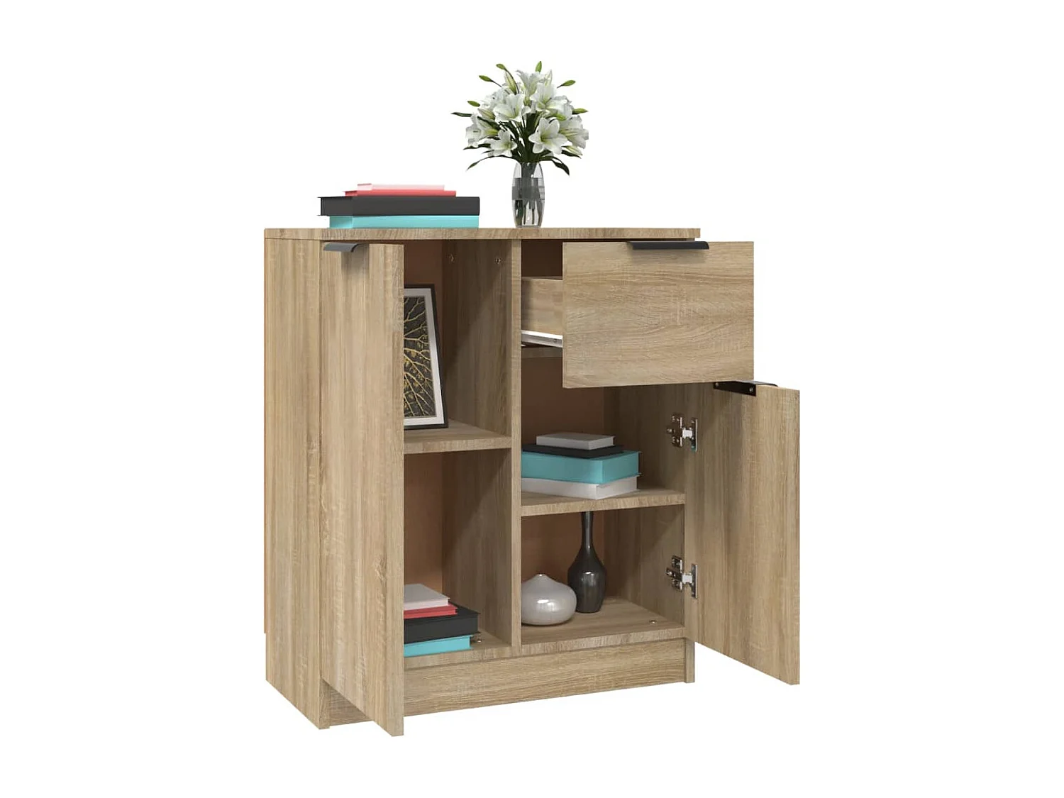 Dressoir 60x30x70 cm bewerkt hout sonoma eikenkleurig