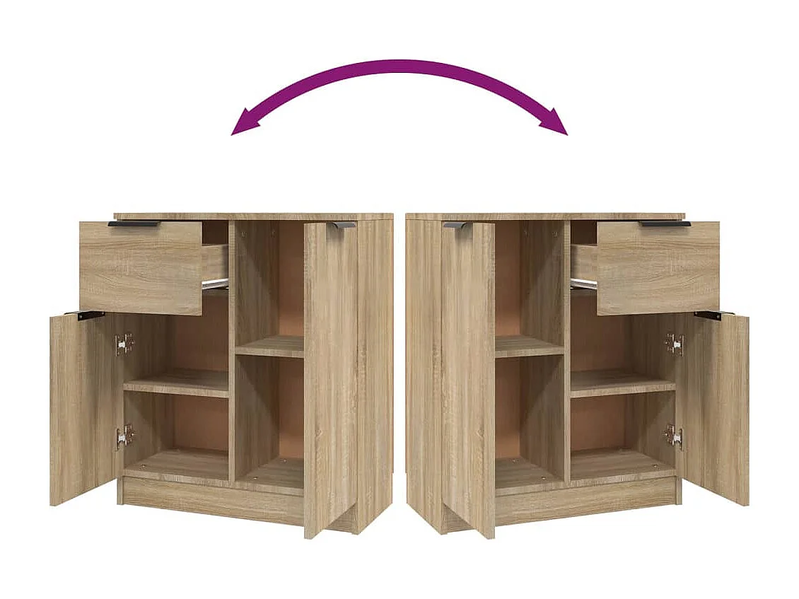 Dressoir 60x30x70 cm bewerkt hout sonoma eikenkleurig