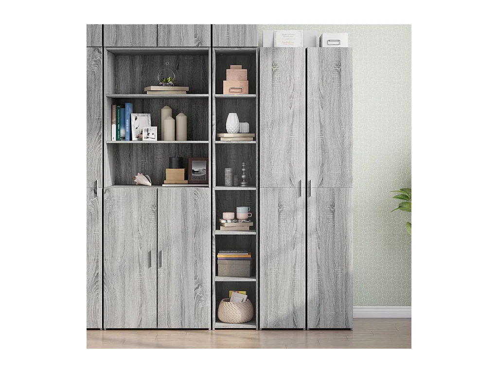 Aparador alto madera de ingeniería gris Sonoma 30x41x185 cm