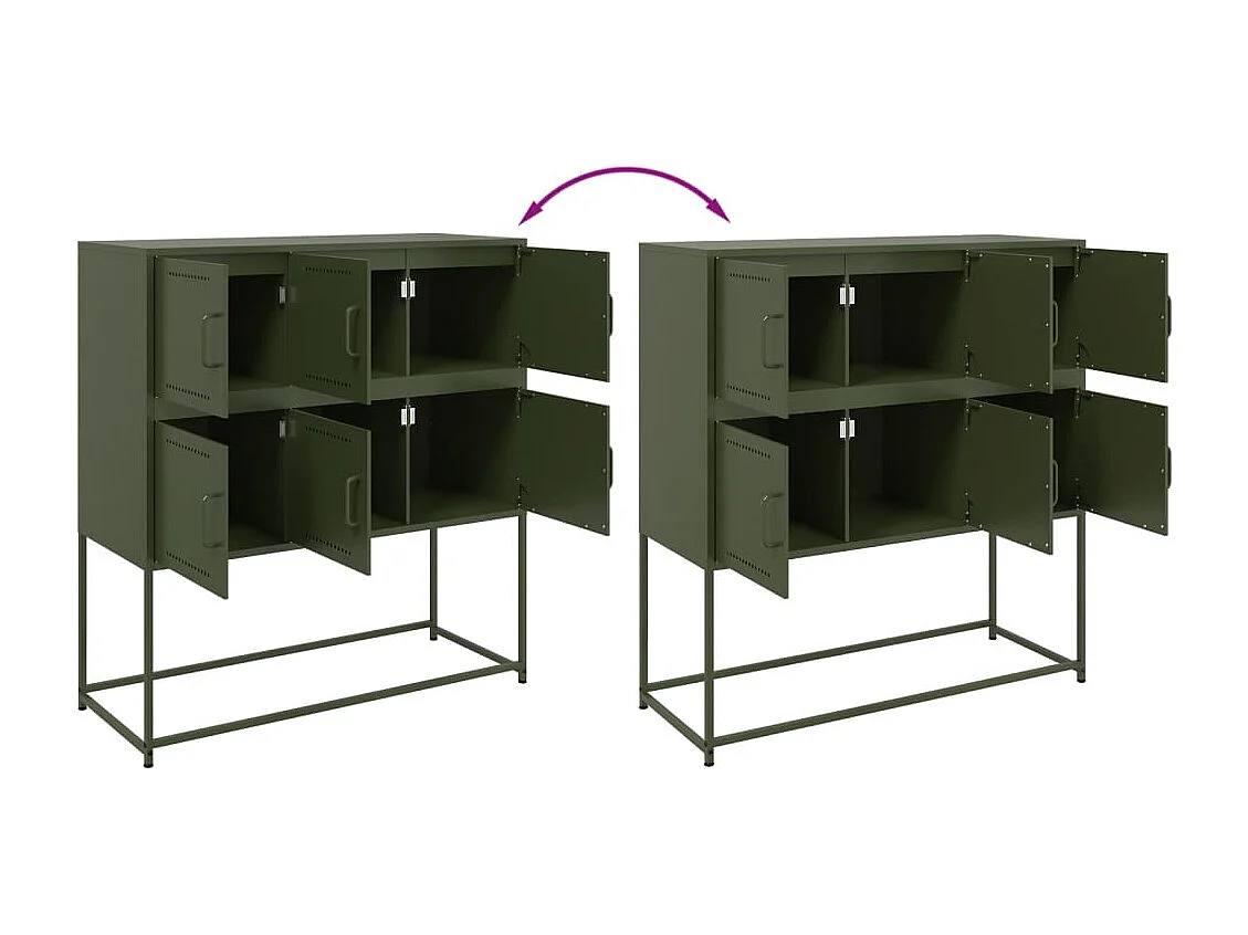 Buffet vert olive 100,5x39x107 cm acier
